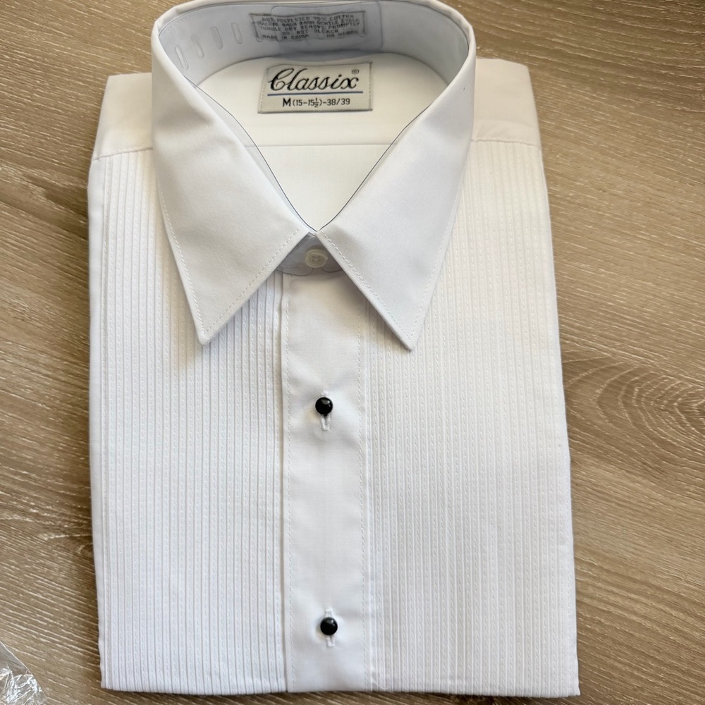 NWT Classix White Dress Shirt Formal Long Sleeve, M 15-15.5 38/39